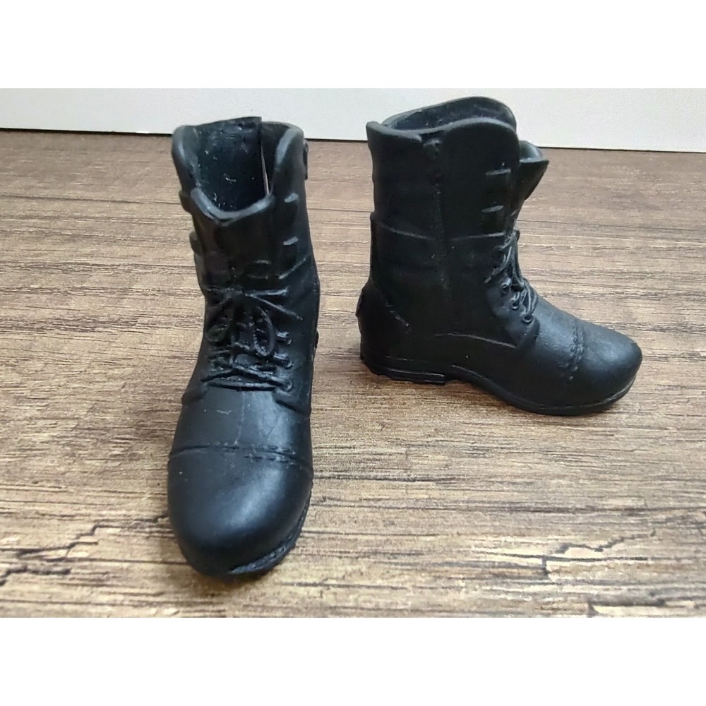 Ken DOLL Size Fashion BLACK HIKING BOOTS Shoes Faux Lace Up Z35